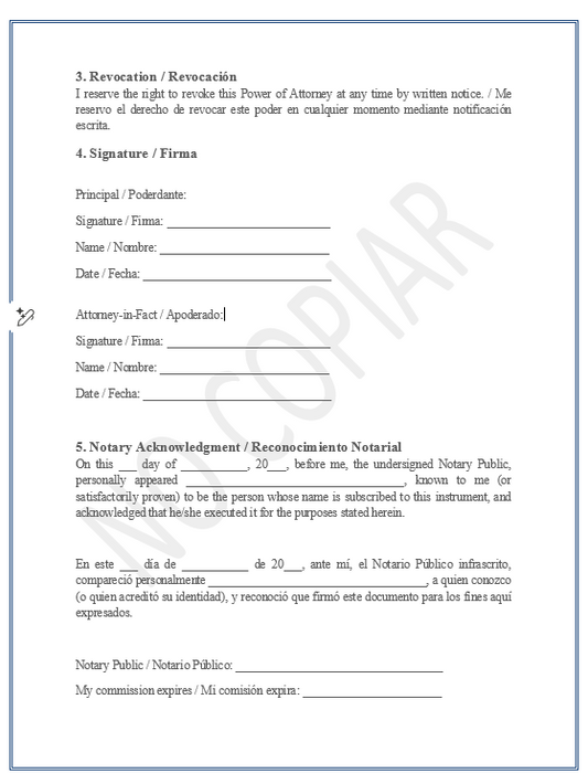 Poder Notarial Bilingue