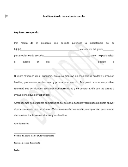 Justificacion de ausencia Escolar