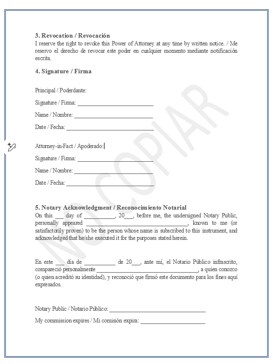 Poder Notarial Bilingue